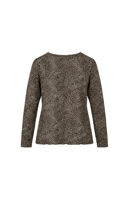 Sweater Cosy Dierenprint Taupe 183623