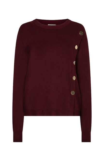 Sweater Button Detail Basic Knit Merlot F26.07545