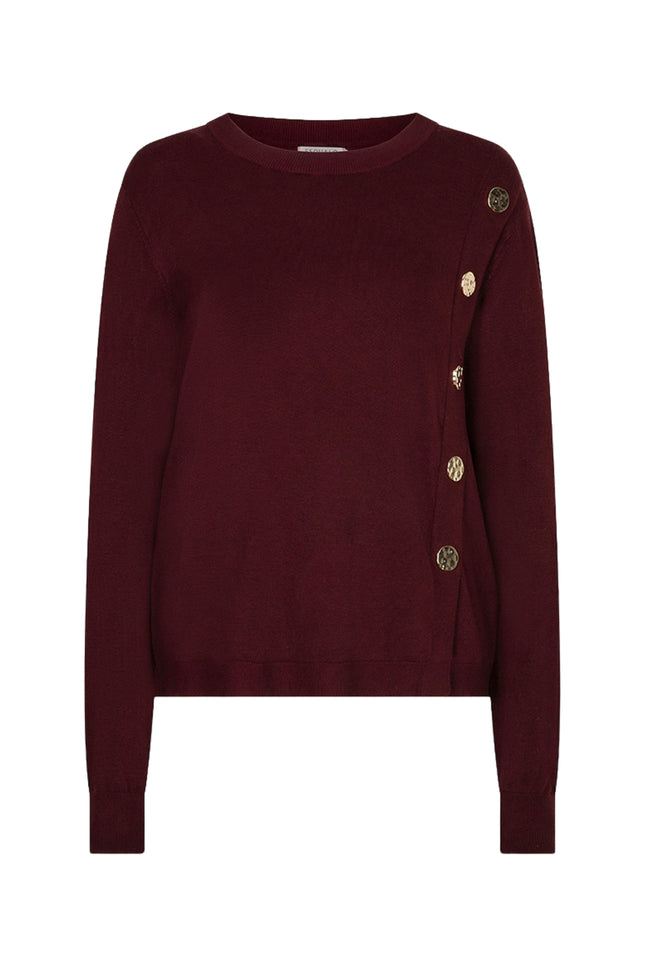 Sweater Button Detail Basic Knit Merlot F26.07545