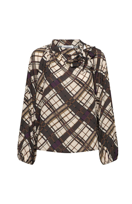Blouse Annette Check Dark Khaki Multi BL476