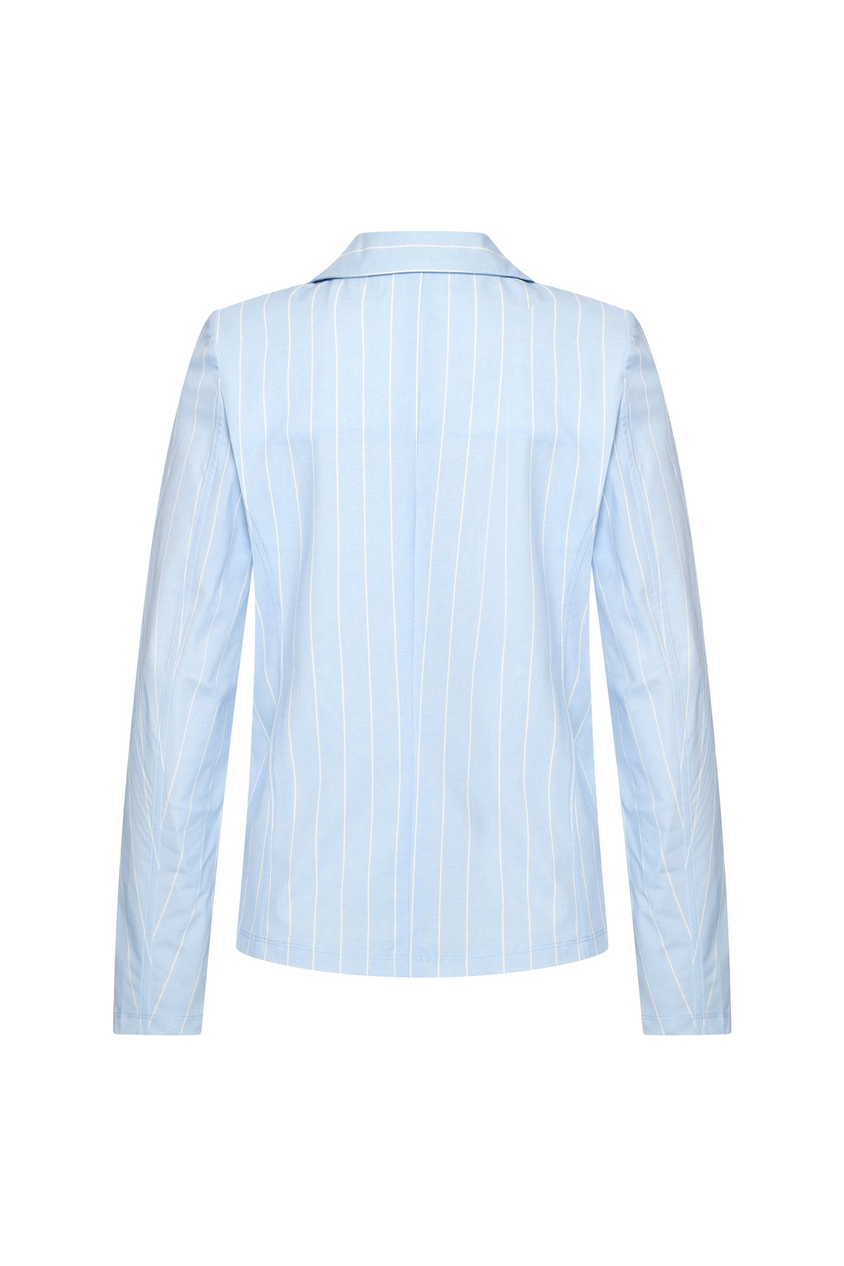 Mi Piace reisblazer met klassieke streepprint in lavendelblauw, lichte en stijlvolle jas voor onderweg