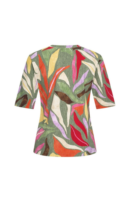 Mi Piace Travel Top Summer Leaf Dance Print Olive 202271 Stretchshop.nl