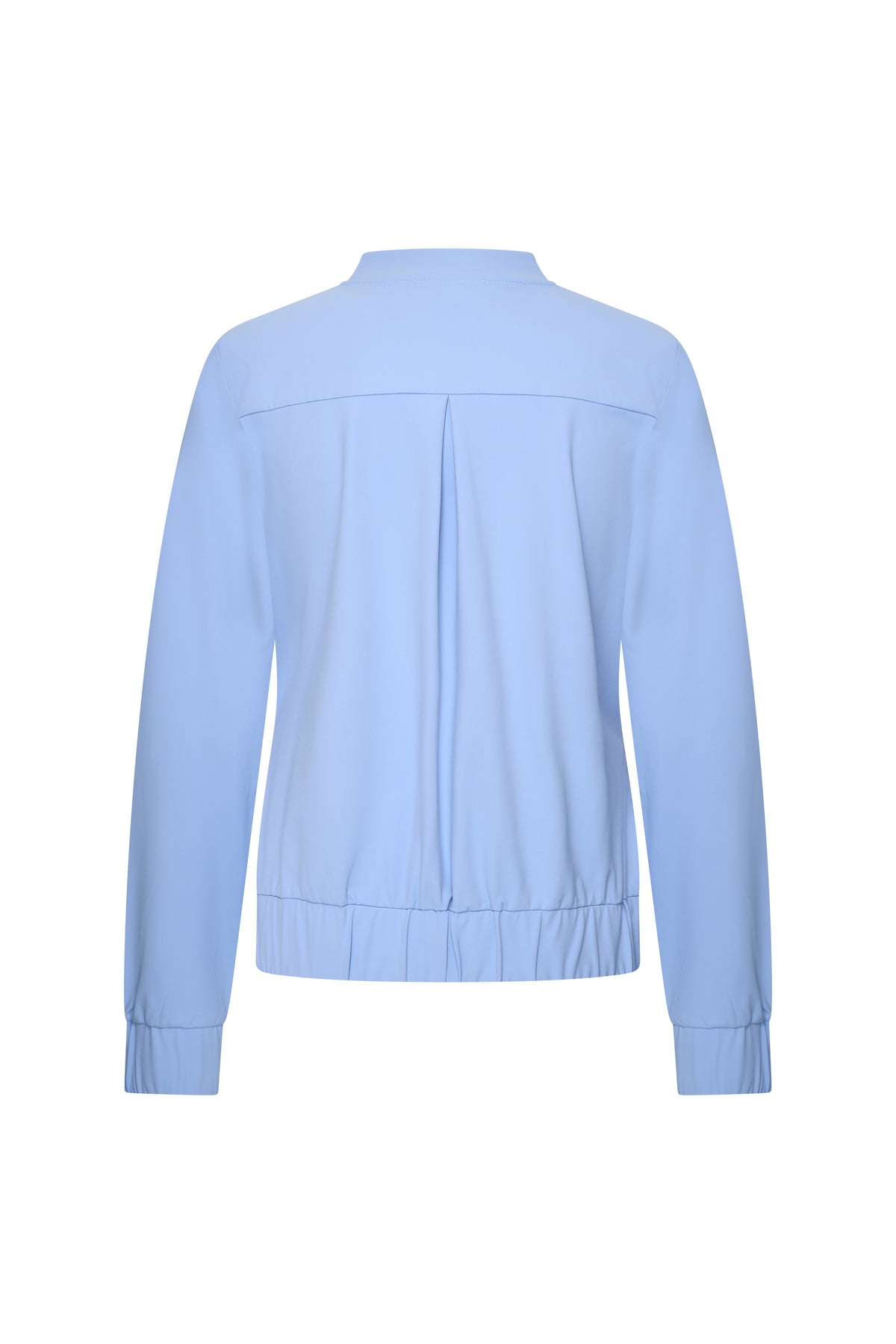 Mi Piace reiskoffer jas in lavendelblauw, lichte en warme reisjasje met capuchon en ritssluiting, geschikt voor dames.