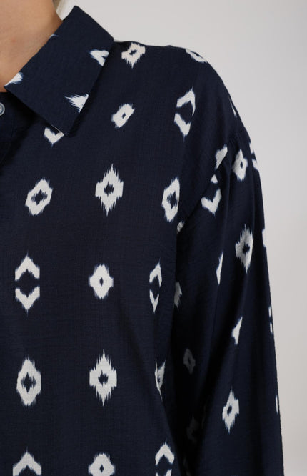 Nukus Blouse Newport Navy NKS02141 Stretchshop.nl