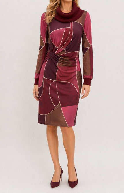 Jurk Rolkraag Met Retro Print D312-P165
