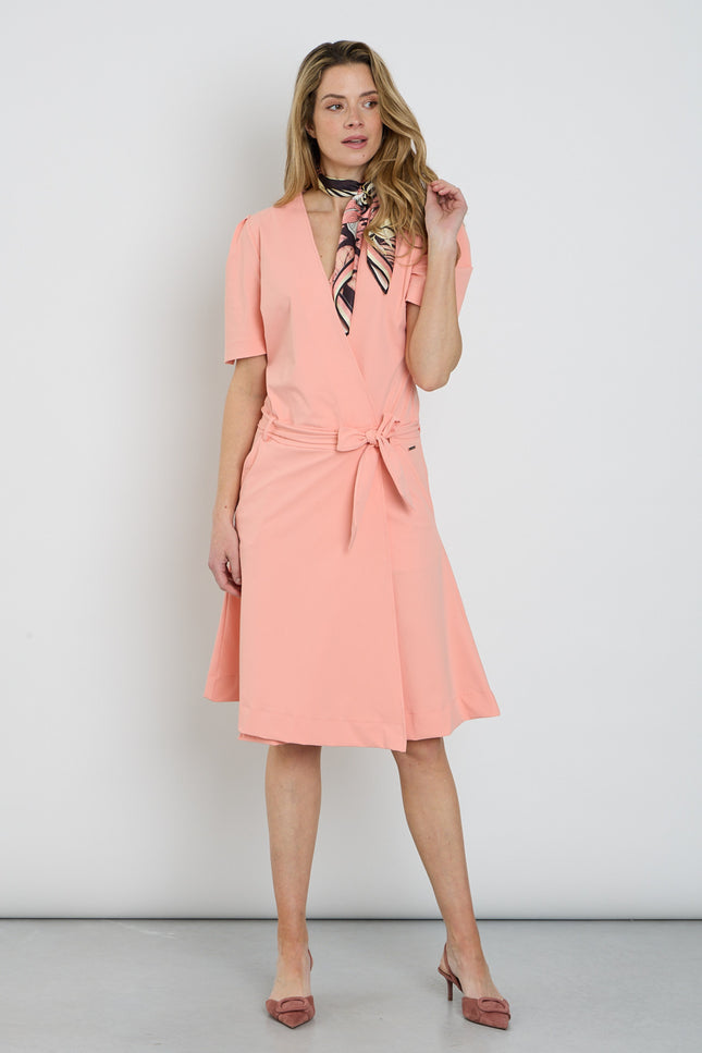 Mi Piace Travel Jurk Wrap Peach Amber 202840 Stretchshop.nl