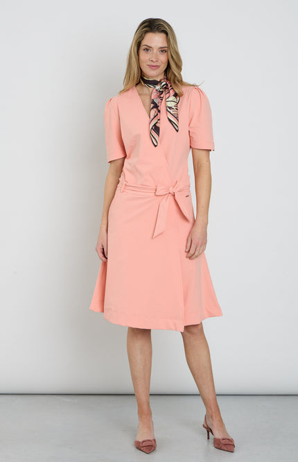 Mi Piace Travel Jurk Wrap Peach Amber 202840 Stretchshop.nl