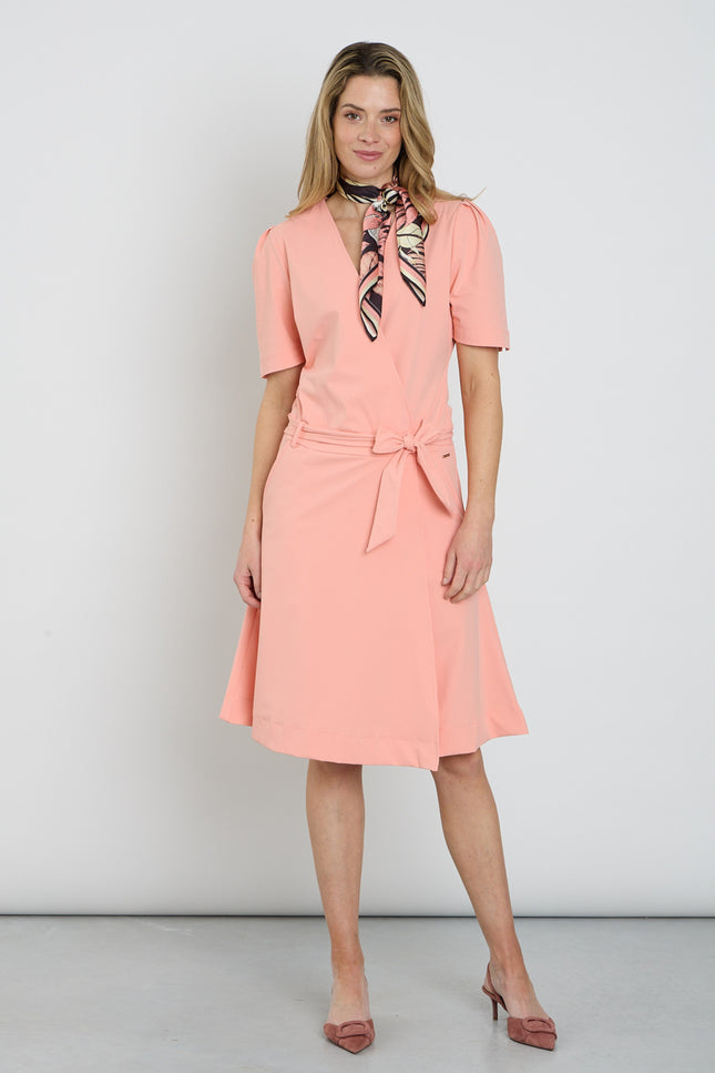 Mi Piace Travel Jurk Wrap Peach Amber 202840 Stretchshop.nl