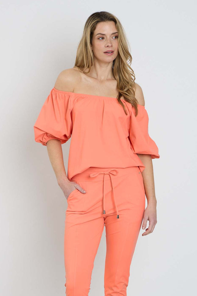 Mi Piace Travel Top Bardot Coral 202454 Stretchshop.nl