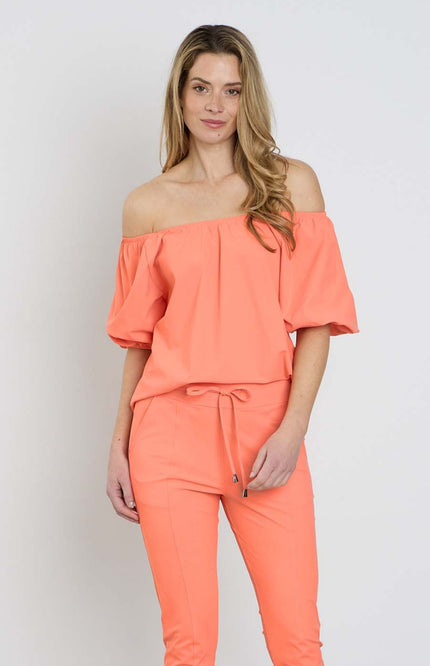 Mi Piace Travel Top Bardot Coral 202454 Stretchshop.nl