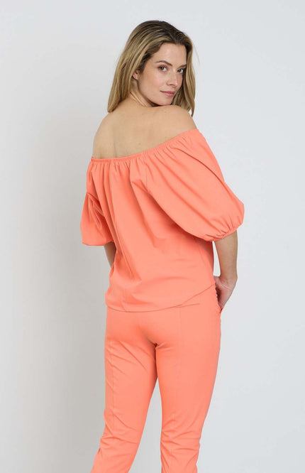 Mi Piace Travel Top Bardot Coral 202454 Stretchshop.nl