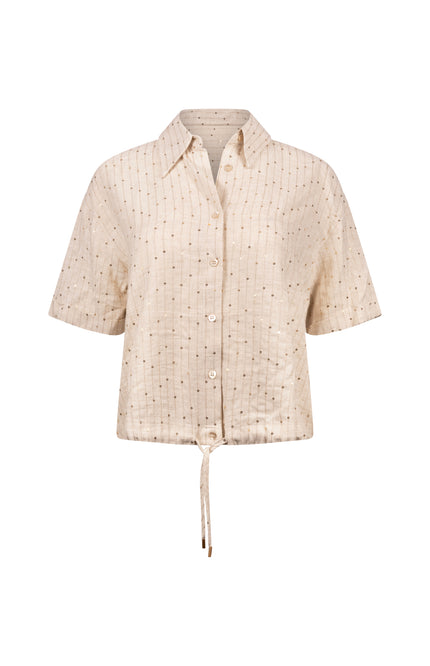 Nukus Blouse Leonora Paillet Sand NKS02108 Stretchshop.nl