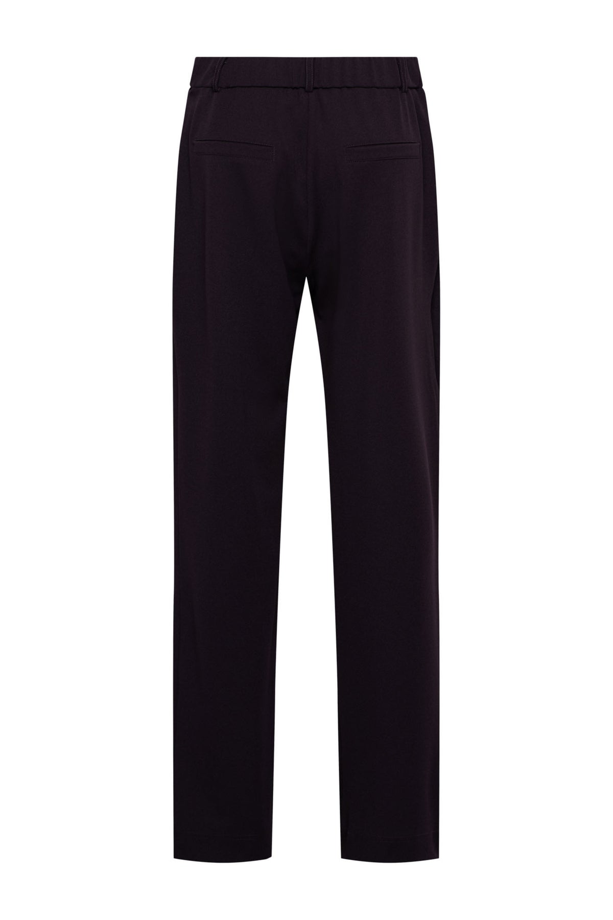Donkerpaarse broek Gabriella van &Co woman, getailleerd model met elastische tailleband en rechte pijpen, zichtbaar op de afbeelding