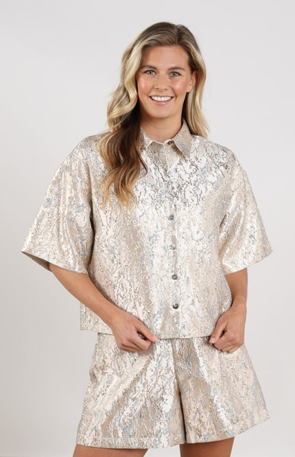 Nukus Blouse Leena Gold Cloudy NKS02111 Stretchshop.nl