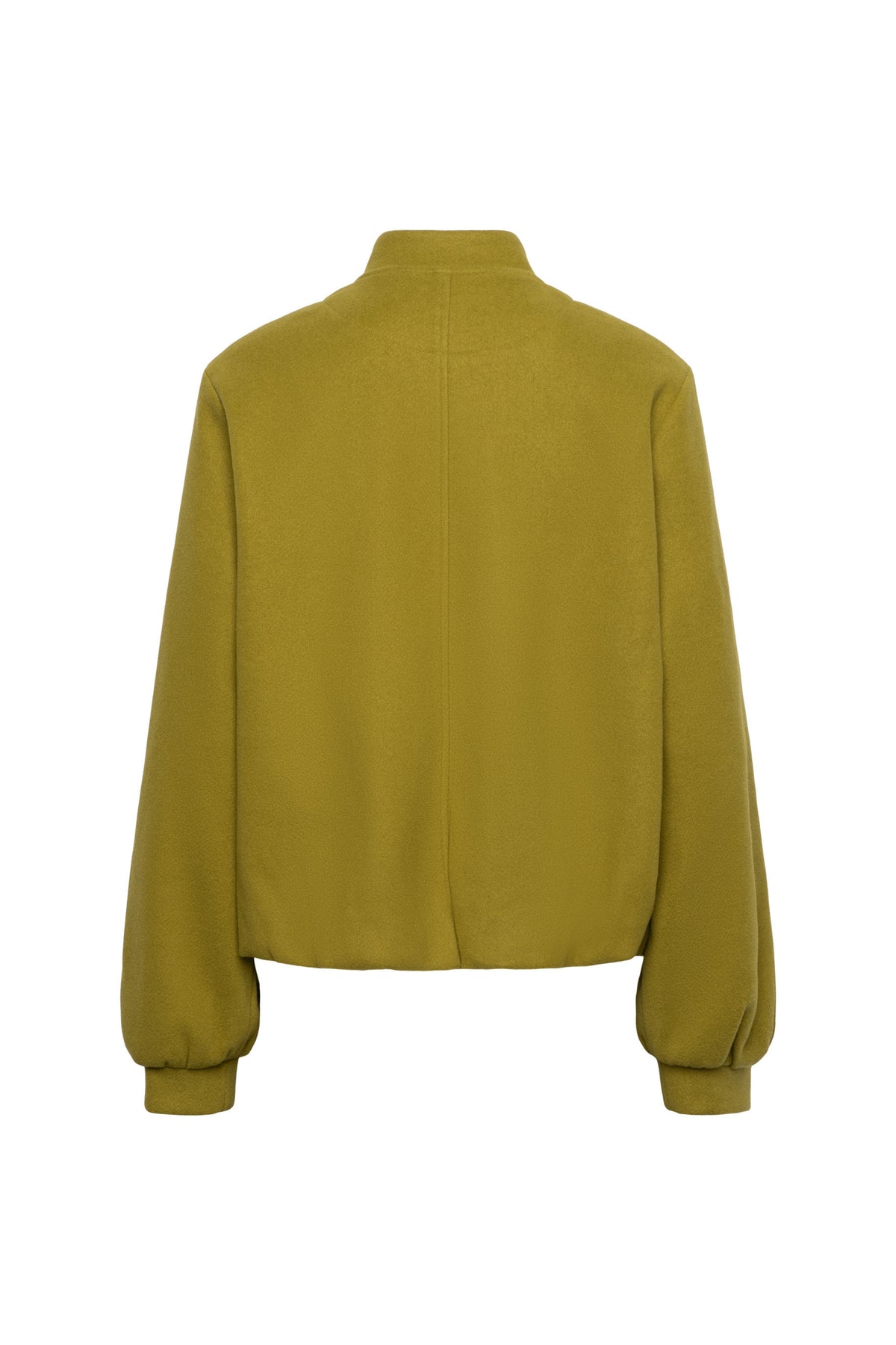 Groene &Co woman Carice Olive jas met capuchon en rits, getoond in close-up op de afbeelding.