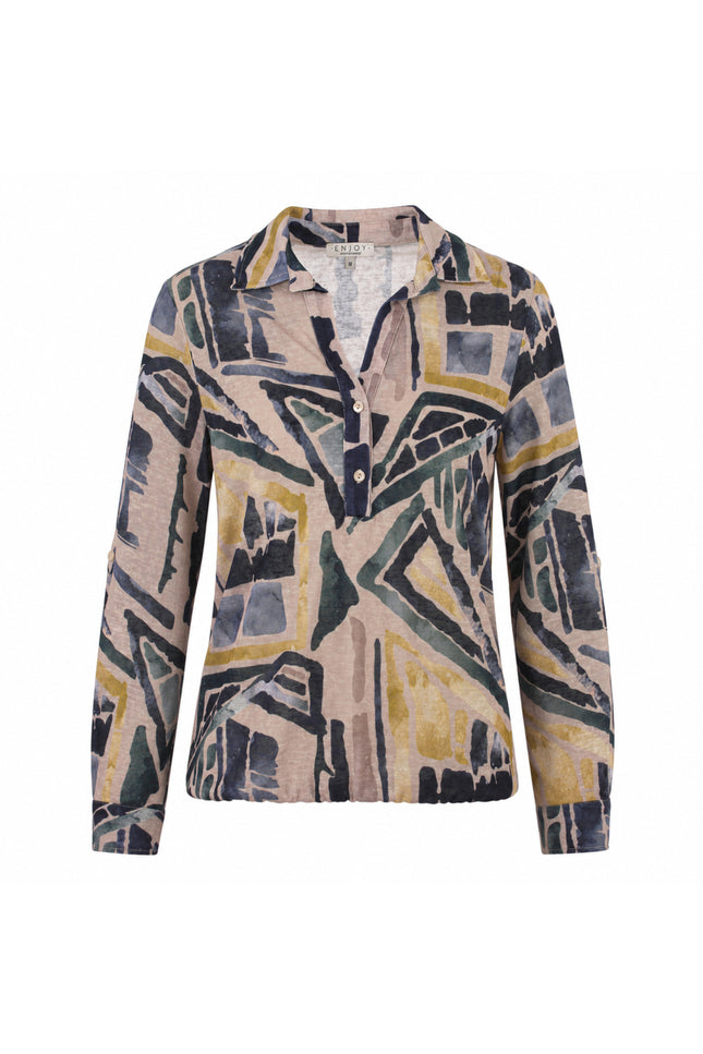 Blouse Polo Grafische Print Zand 472647