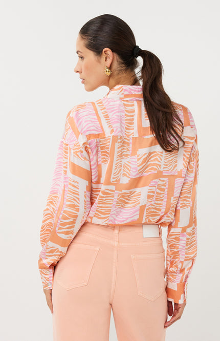 EsQualo Blouse Divine Blocks Print SP26.10030 Stretchshop.nl