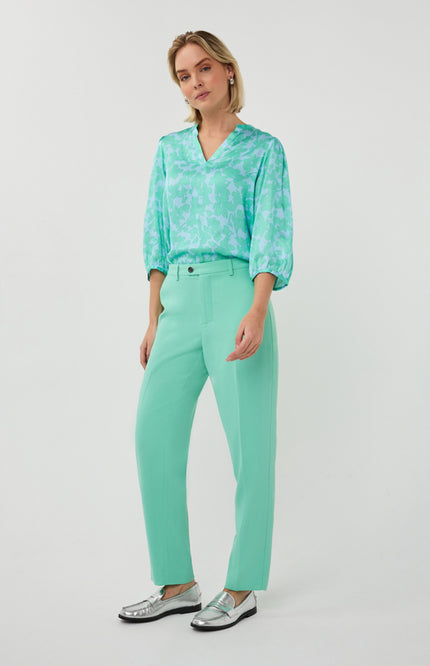 EsQualo Blouse V-neck Daylight Print SP26.14022 Stretchshop.nl