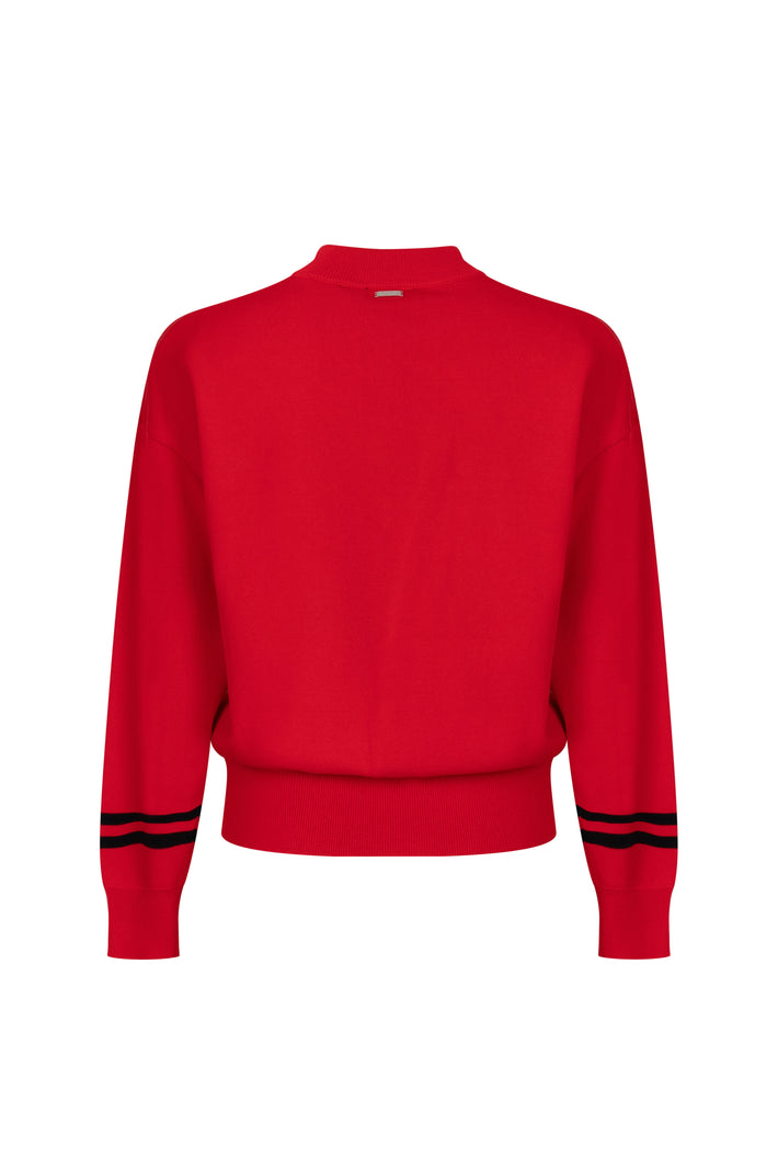 Lichtrode sweater Lexi van Ann & You in rood en zwart, met comfortabele pasvorm en stijlvolle uitstraling.