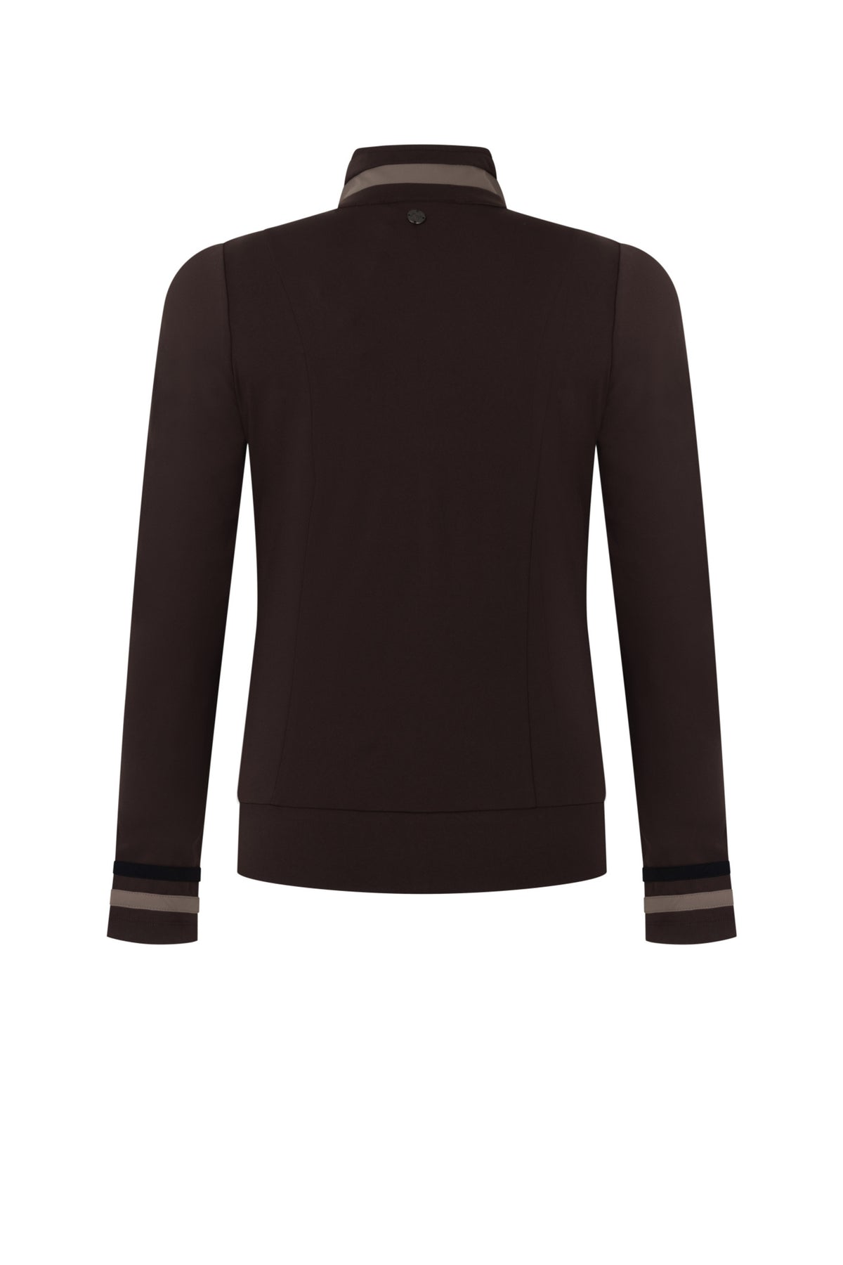 Reisjacke Eve Espresso Mocha van Ann & You, getailleerd met capuchon en rits, geschikt voor reizen en buitenactiviteiten.