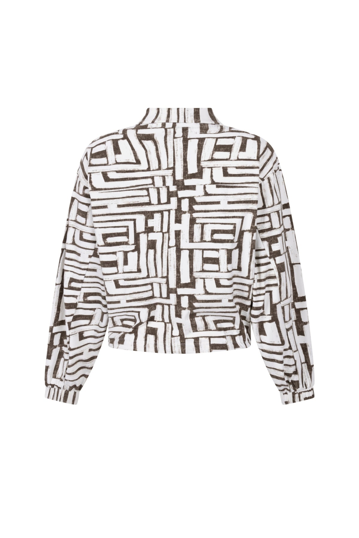 Zoso Travel Blouse Fresca in offwhite en groen, casual damesblouse met elegante uitstraling, zichtbaar met knopen en korte mouwen.