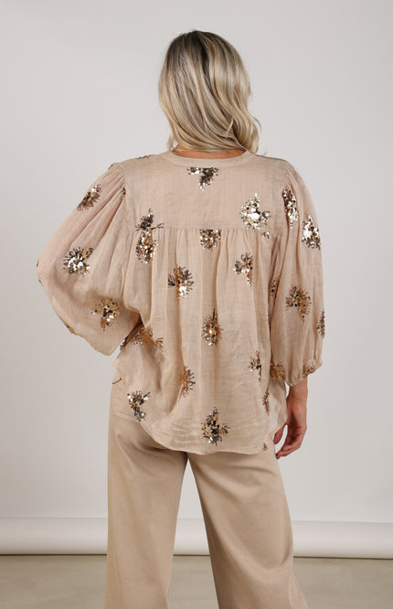 Blouse Lynn Paillet Sand Gold NKS02175