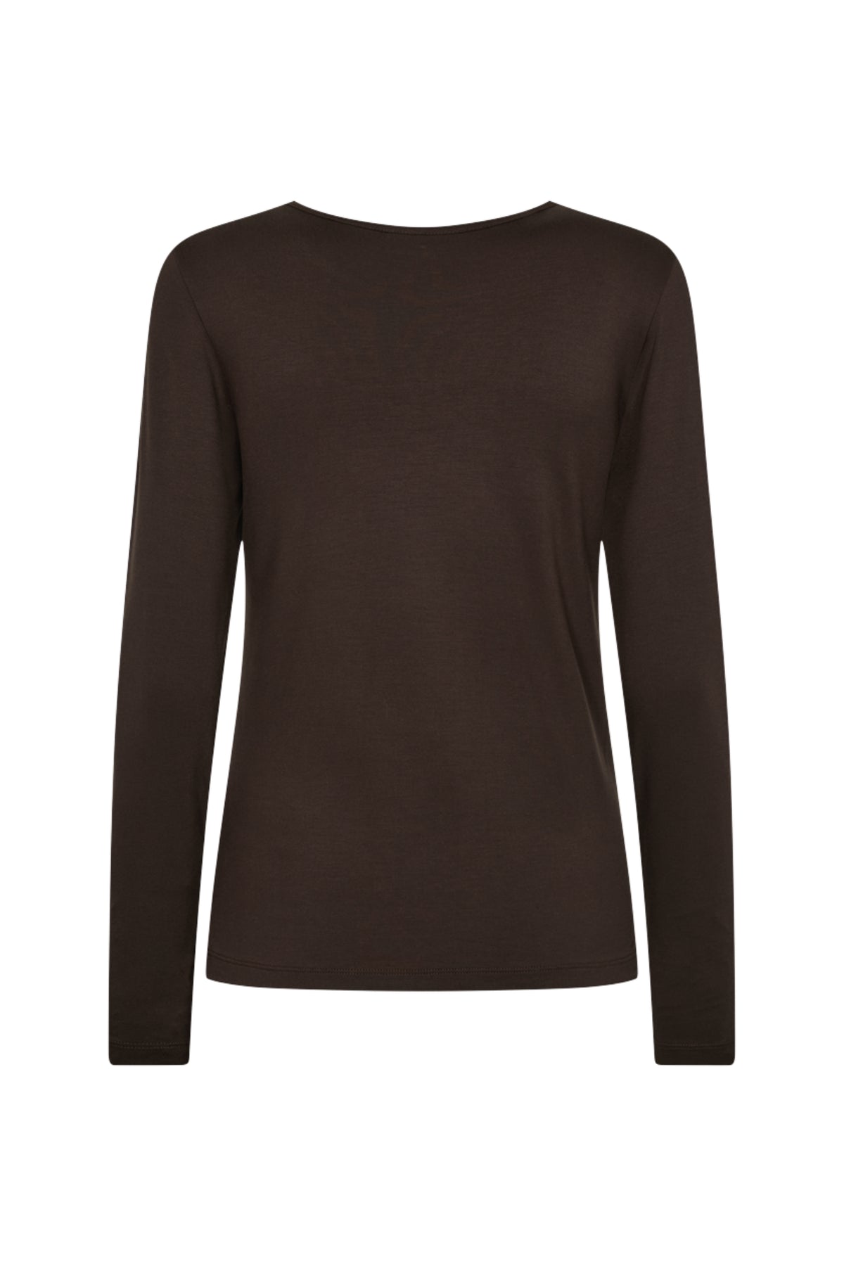 Freequent Fqliana Mole top in zwart met lange mouwen en ronde hals, op een model gedragen.
