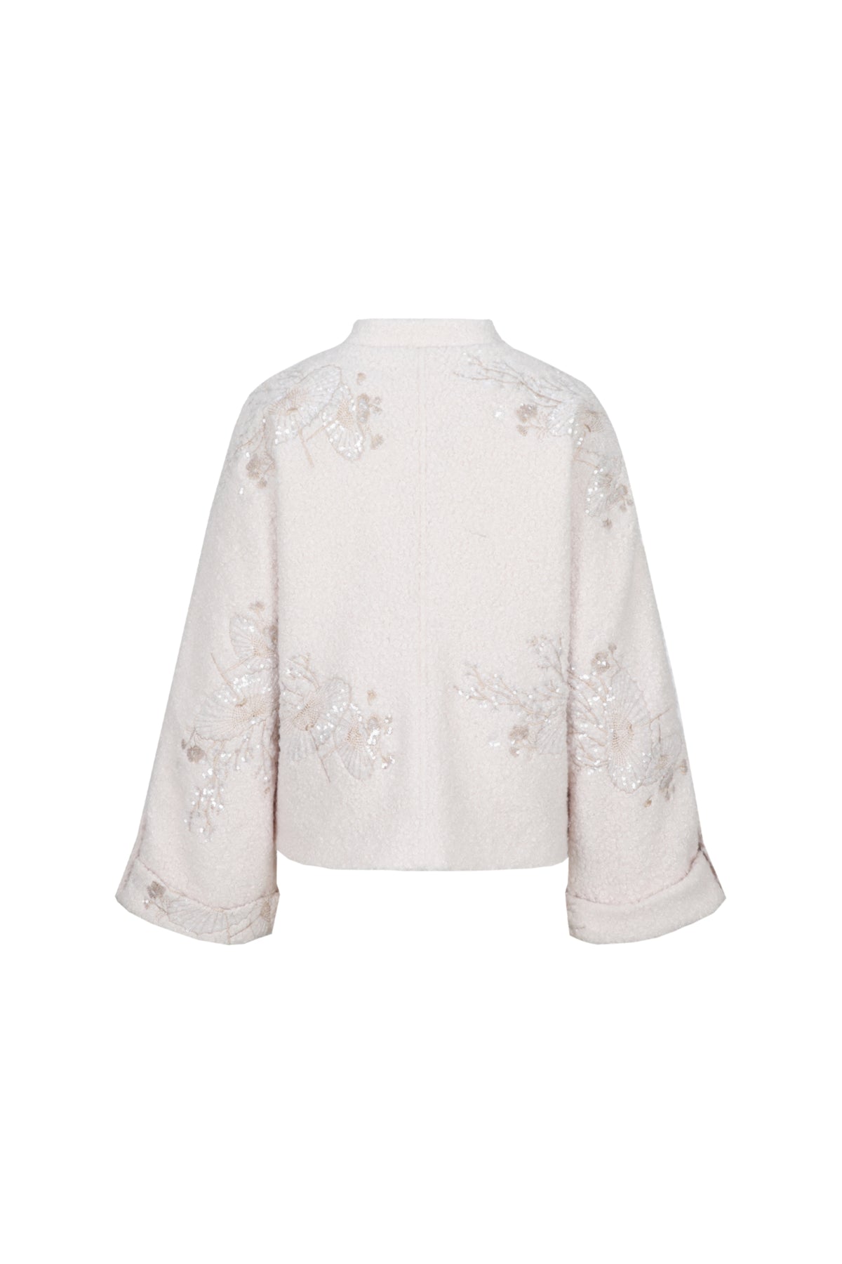 Witte Bryndis wollen jas van G-maxx met capuchon en knopen, zachte en warme winterjas voor dames.