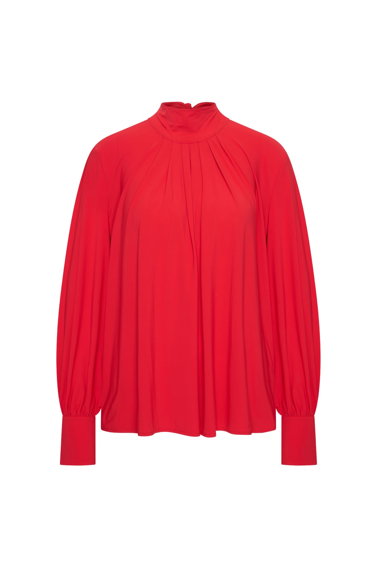 Rode reiskleding blouse met strikdetail van Mi Piace, zichtbaar met elegante snit en lichte stof.