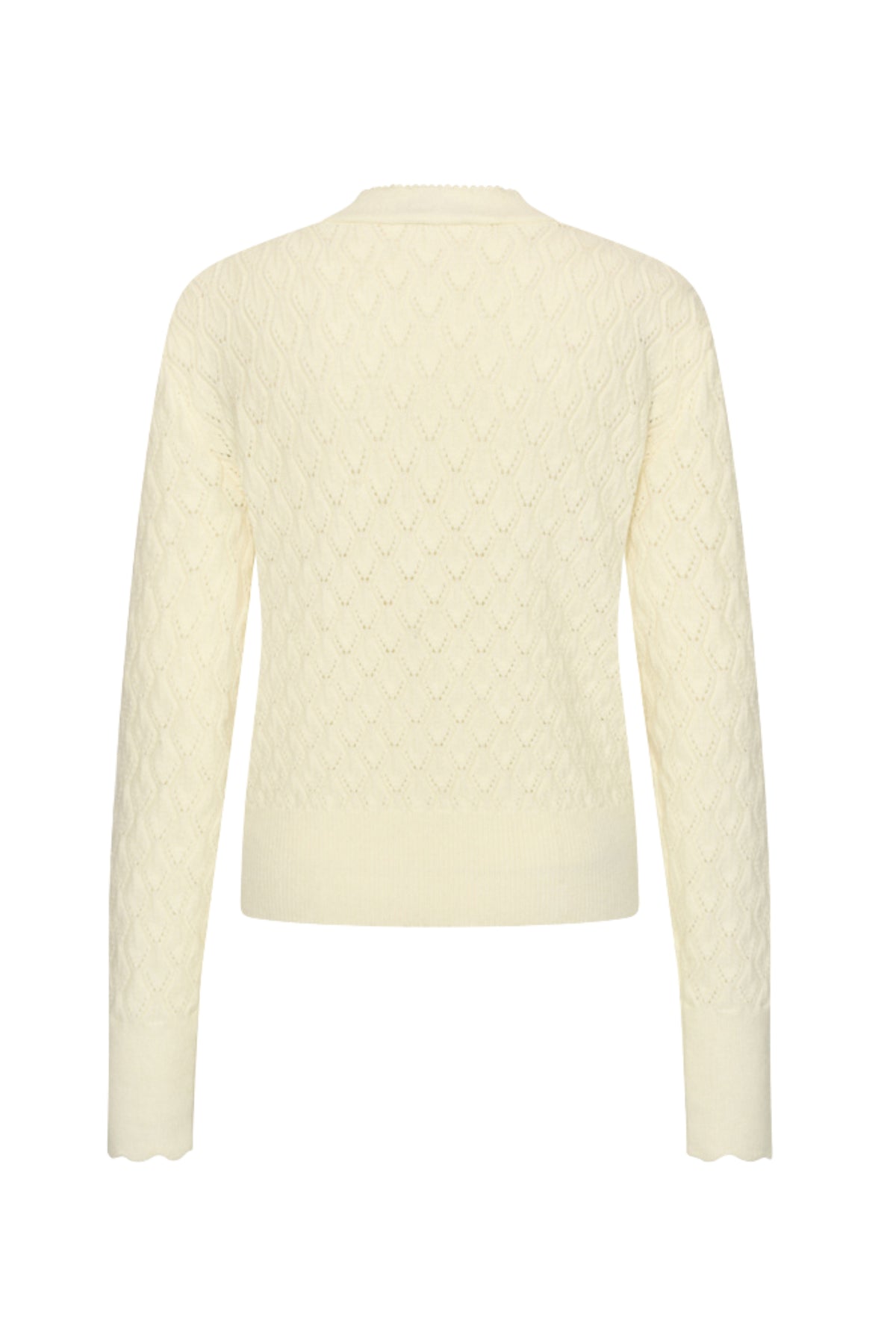 Offwhite vest met ajour en strikdetails van Mi Piace, modieus en luchtig voor een stijlvolle look.