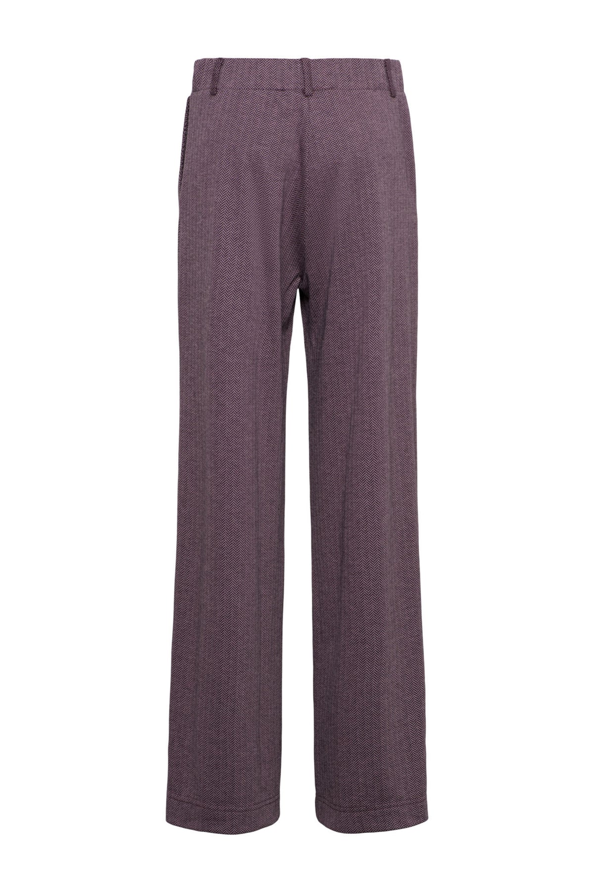 &Co woman Geniva Herringbone broek in dieppaars met multi-kleur patroon, stijlvolle damesbroek met klassieke fit