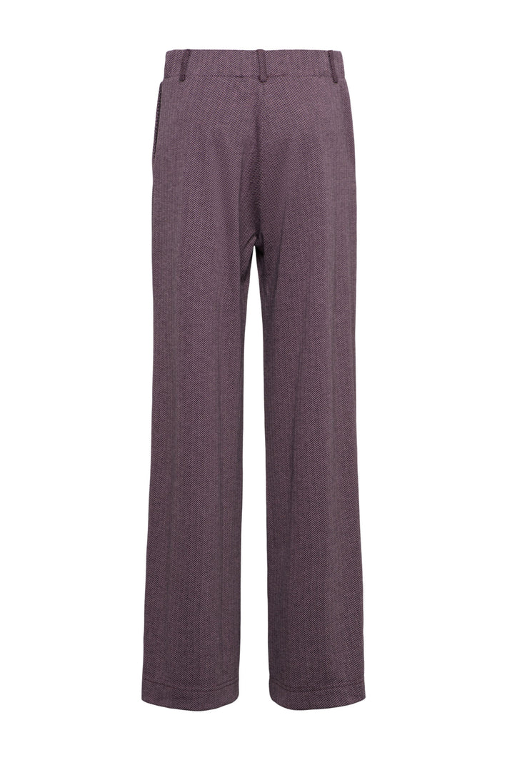 &Co woman Geniva Herringbone broek in dieppaars met multi-kleur patroon, stijlvolle damesbroek met klassieke fit