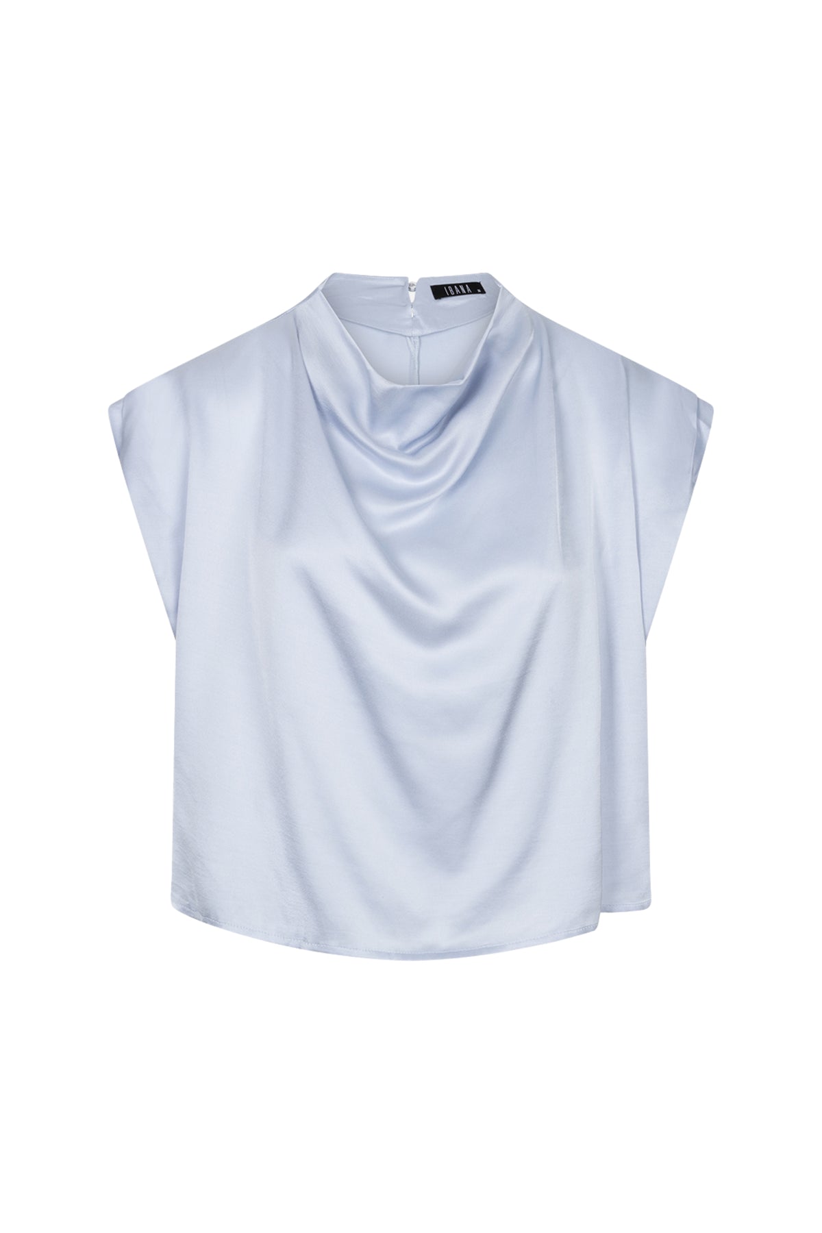 Ibana Top Tyana Violetta blauw, modieus damestop met lichte stof en mooie pasvorm, afgebeeld in detail.
