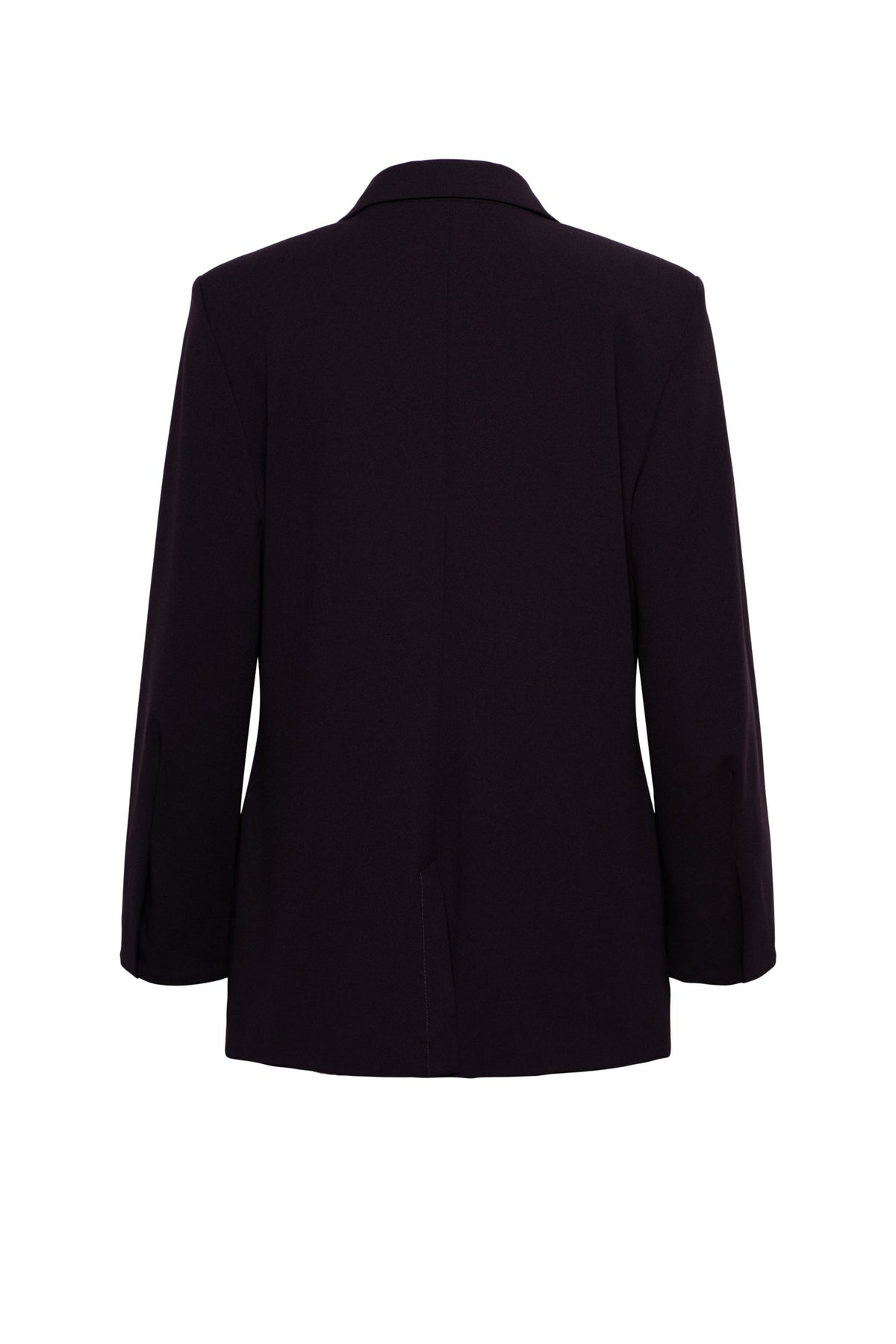 &Co woman blazer Glennis Deep Plum BZ184, close-up van de donkerpaarse damesblazer met reverskraag en knoopsluiting.