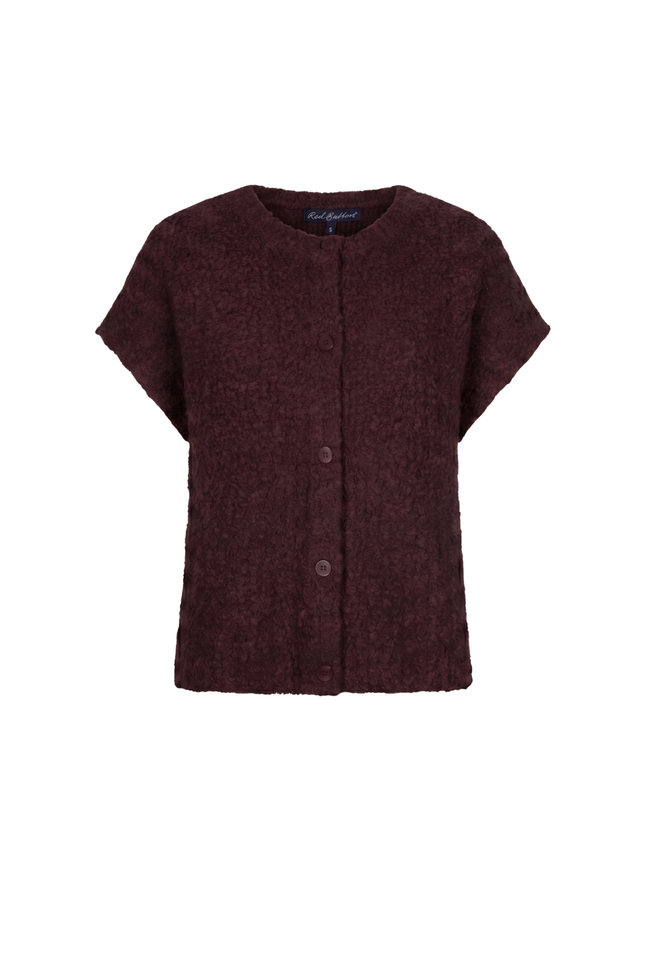 Top Sleeveless Knit Boucle Burgundy SRB5074