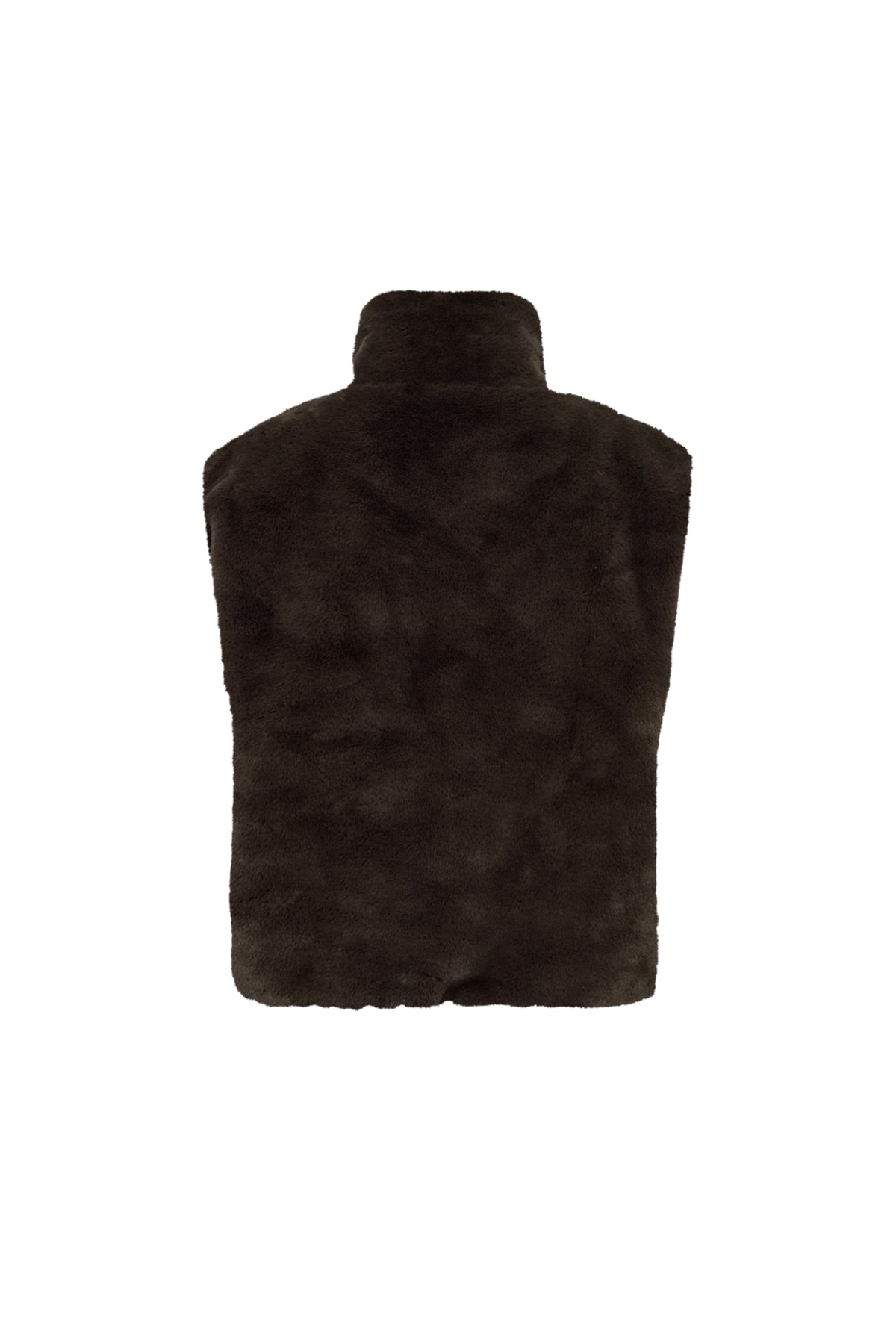 Vrijetijds gilet Fqfony Mole van Freequent, donkerbruin, met capuchon en ritssluiting, geschikt voor casual dragen.