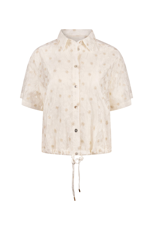 Nukus Blouse Britt Flower Offwhite NKS02199 Stretchshop.nl
