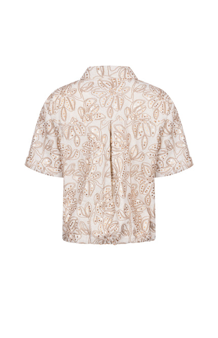 Nukus Blouse Leonora Paillet Sand NKS02115 Stretchshop.nl