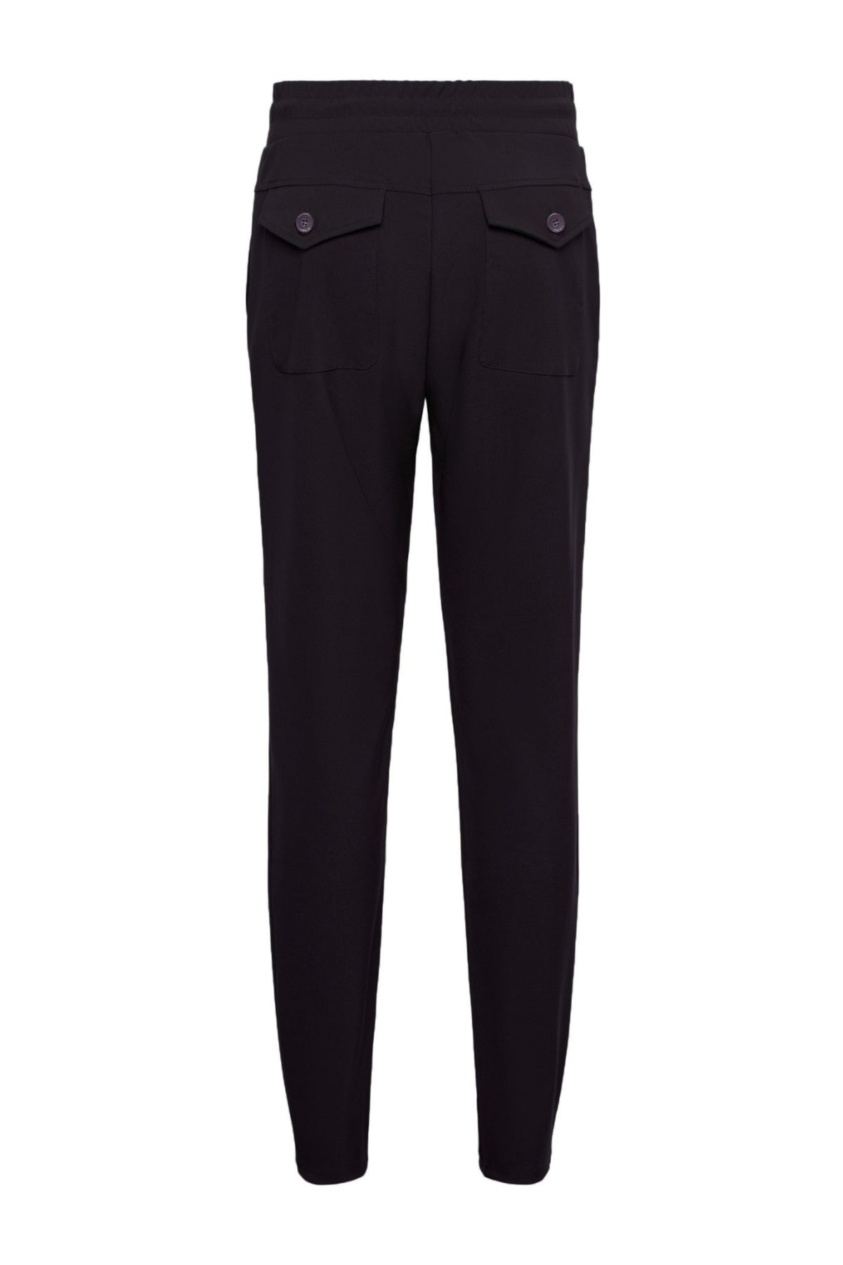 Zwarte heavy travel broek Penny Deep Plum van &Co Woman, comfortabel model met diepe paarse kleur en stevige stof.