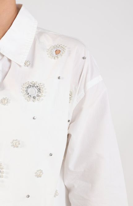 Nukus Blouse Noor Pearl Offwhite NKS02106 Stretchshop.nl