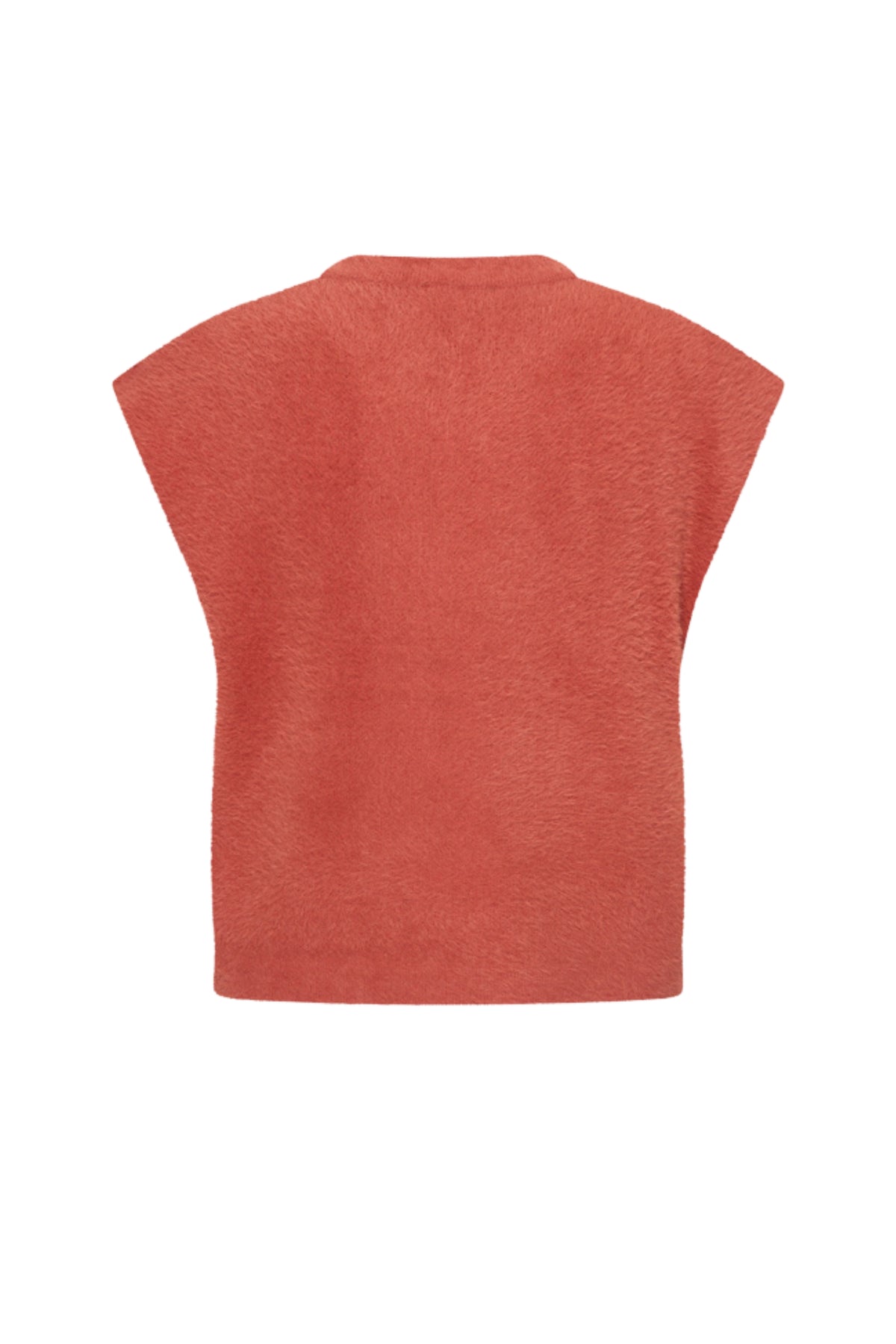 Zwarte, sleeveless vest met haardessin en vlammenpatroon van Mi Piace, model 202920, met een ruwe textuur en brandende uitstraling.