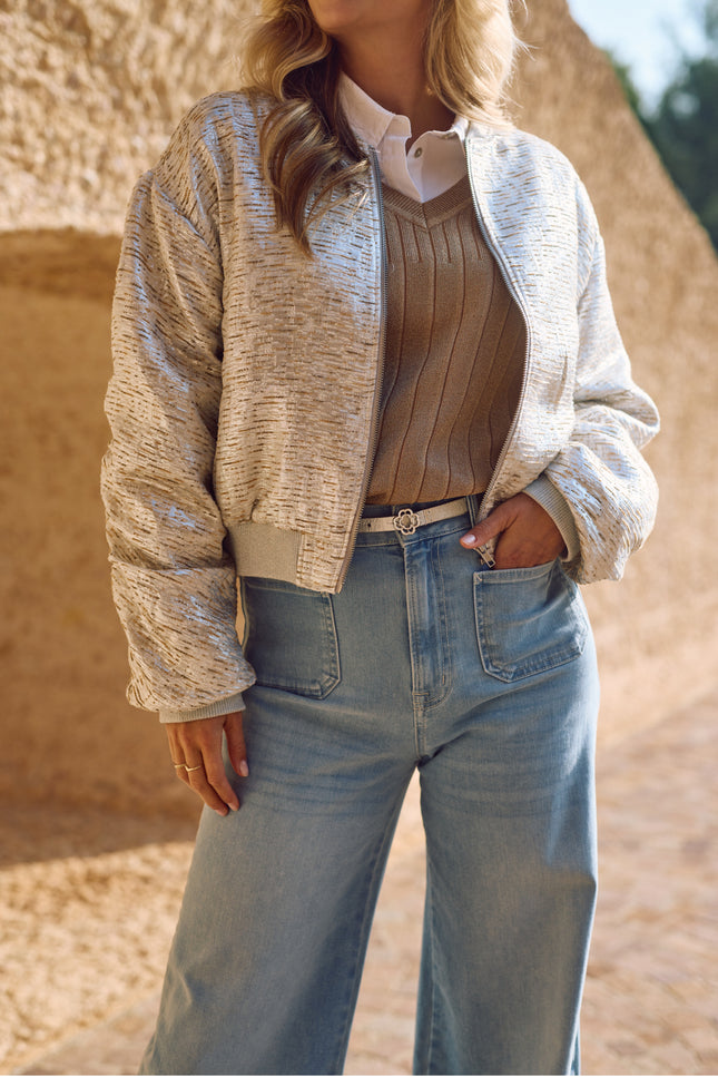 Nukus Jacket Babette Silver Camel NKS13096 Stretchshop.nl