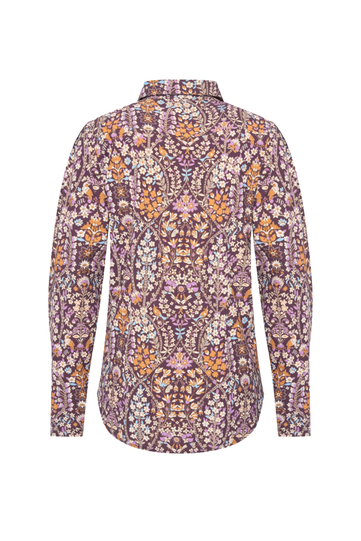Mi Piace reisblouse met bloemenprint en multicolour tuinmotief, lichte en comfortabele top voor reizen en casual wear.