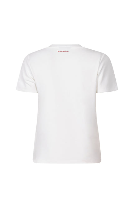 T-Shirt Lou Offwhite Red Black A26