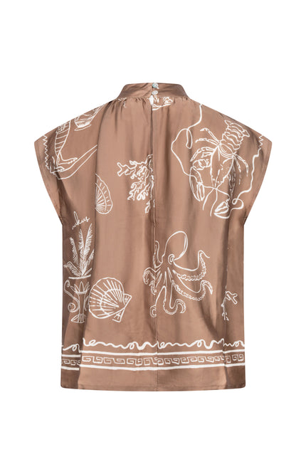 Nukus Top Noomi Print Fango Offwhite NKS01154 Stretchshop.nl
