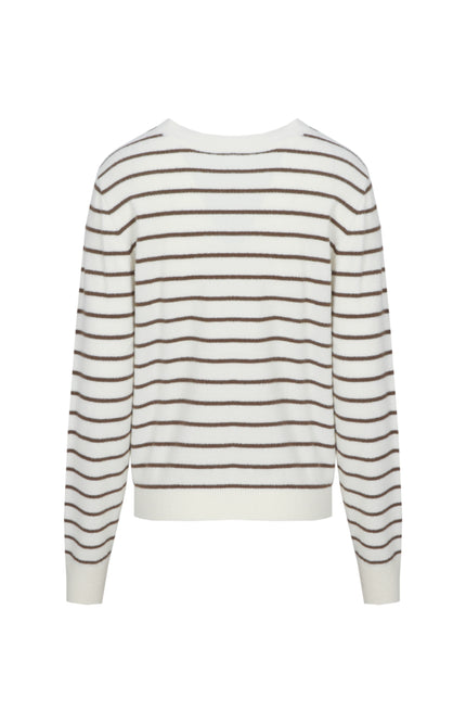 Sweater Eibhlín Knitting Wool White Dark Earth