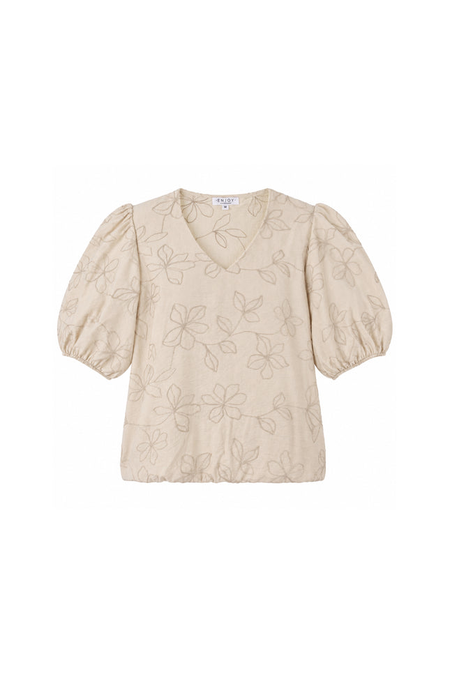 Blouse Bloemborduur Zand 127612