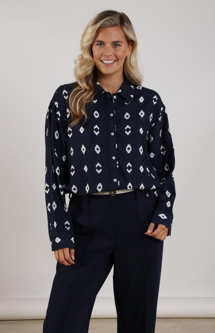 Nukus Blouse Newport Navy NKS02141 Stretchshop.nl