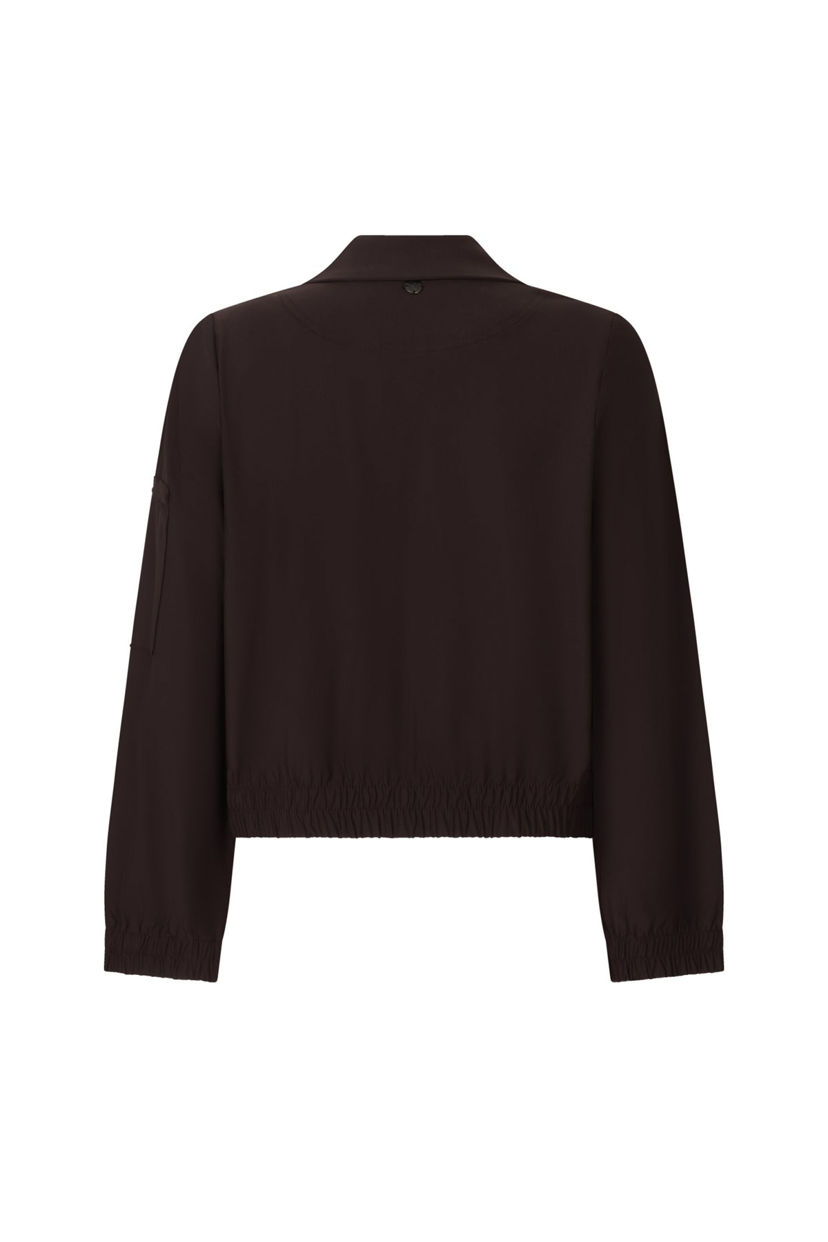 Luxe reisjacke Aria Espresso van Ann & You, getoond in een close-up met details van de stof en afwerking.
