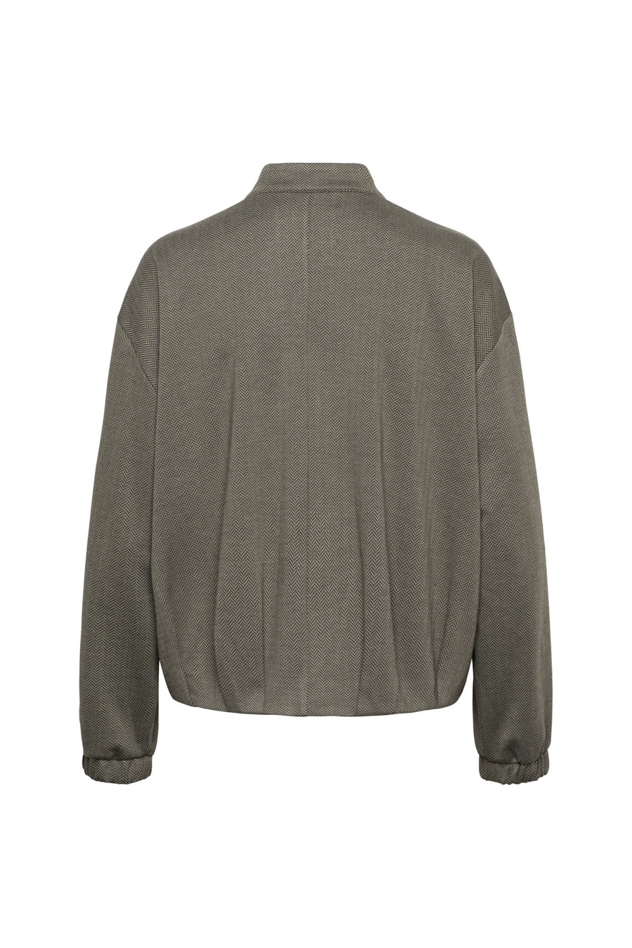 Damesjas Cora Herringbone Dark Khaki Multi van &Co woman, getailleerd met patroon en knopen, geïllustreerd op de afbeelding